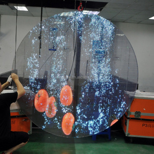 Capacitive circular curved Indoor transparent display P3.91-7.81 2m diameter flexible round LED screen