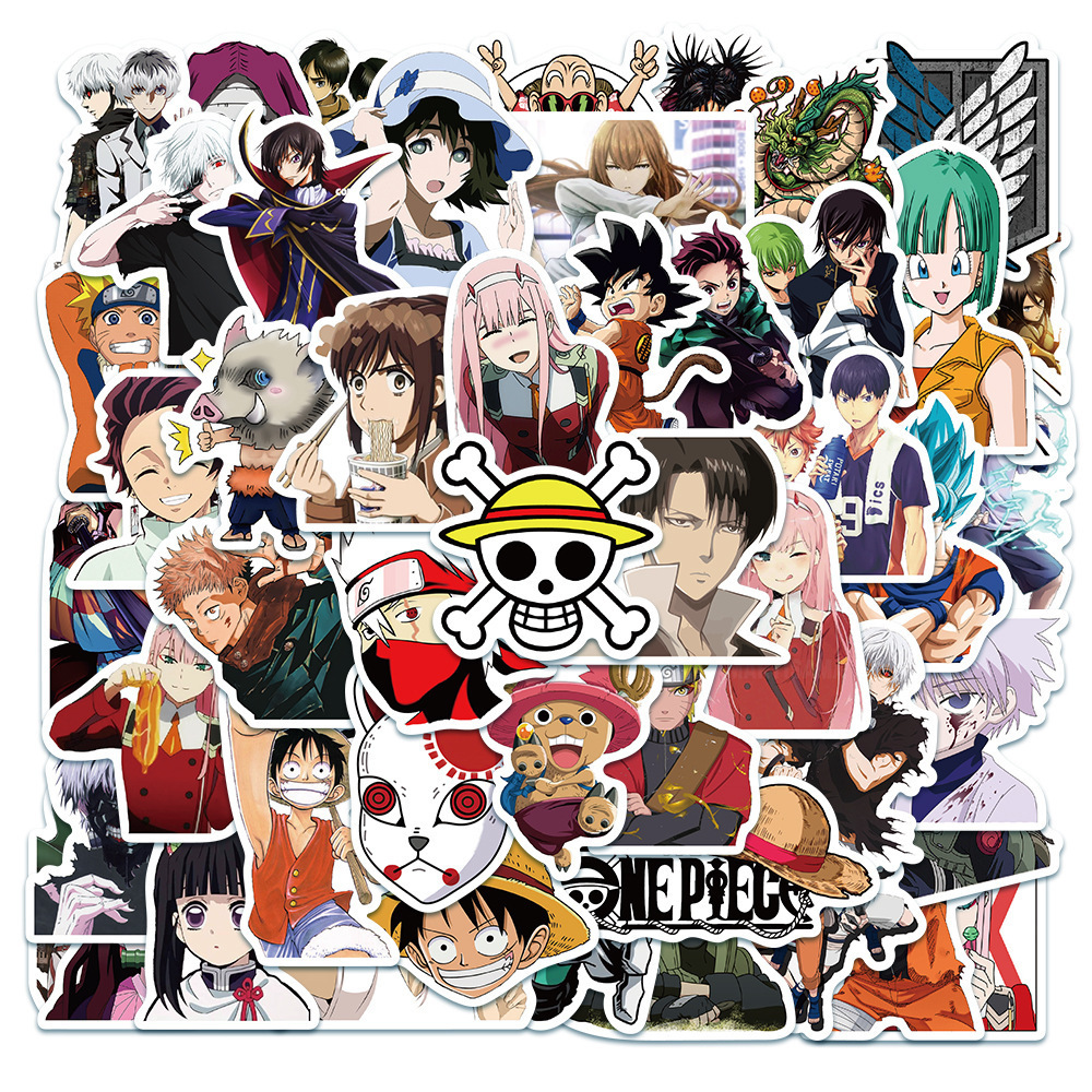 PET sheet anime Poster 50pcs luffy car sticker cartoon printing sticker luffy Decal Sticker For Car Window Laptop