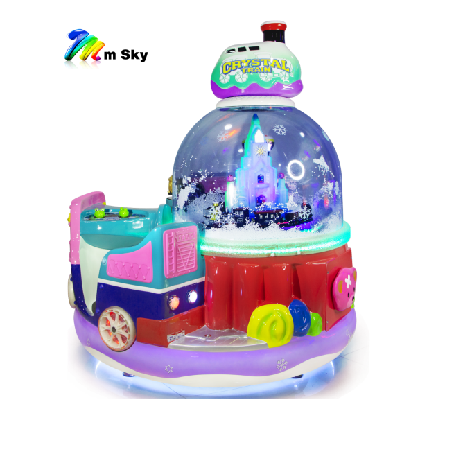 2024 Kids interactive Fiberglass Crystal train 2 seats rotation indoor kiddie Rides Coin operated Amusement park games machines