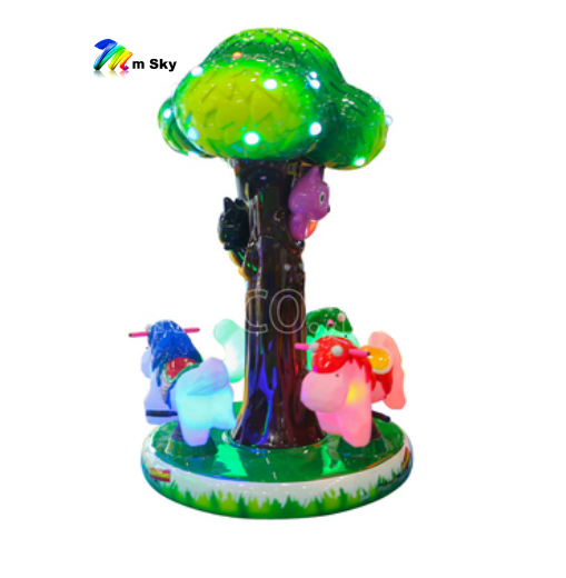 High Quality Fiberglass christmas tree mini carousel  Coin Operated merry go round Machine horse Indoor outdoor game center