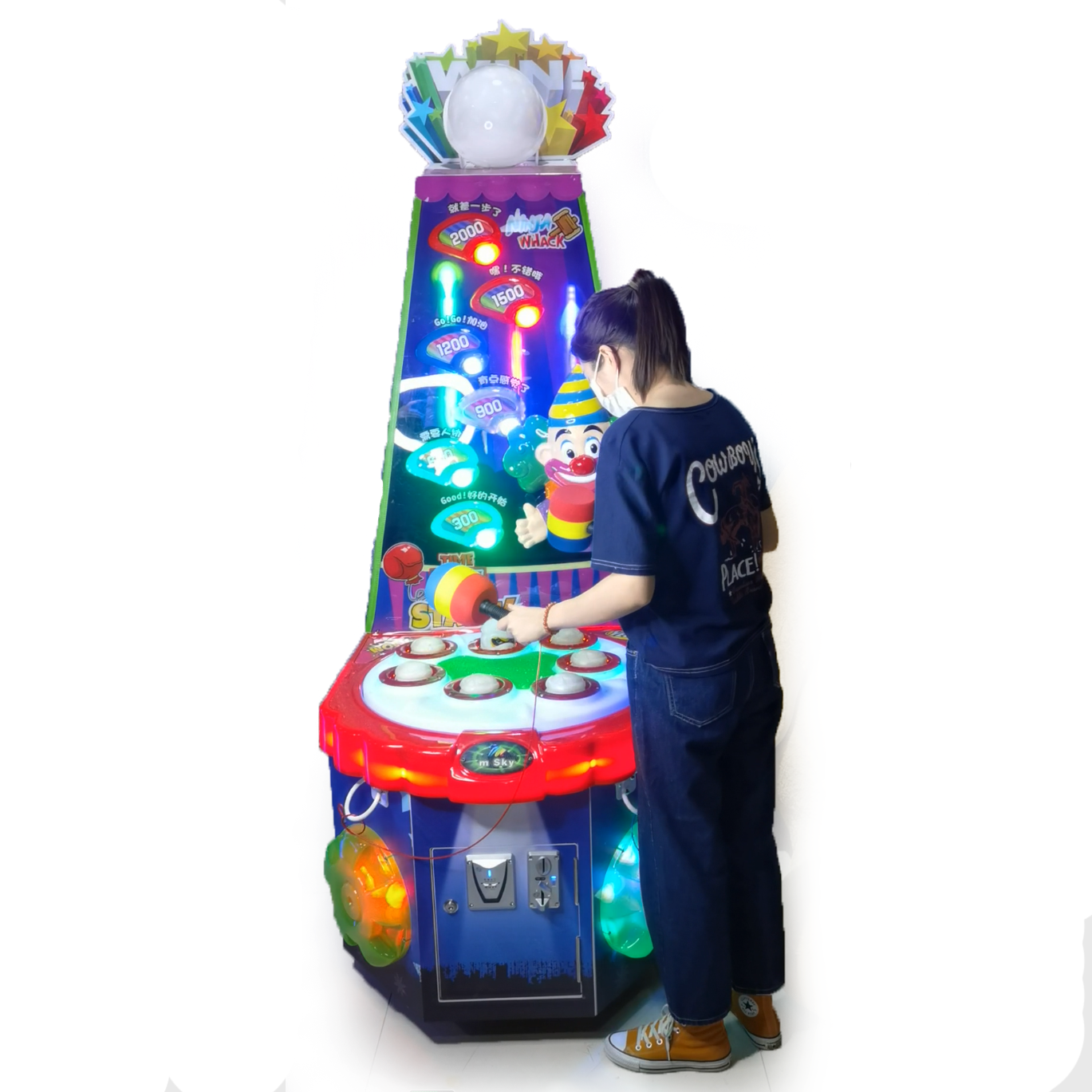 Commerical Mall Game Center Hit Challenge Machine Earn Money Coin Operated Kids Machine with Clown