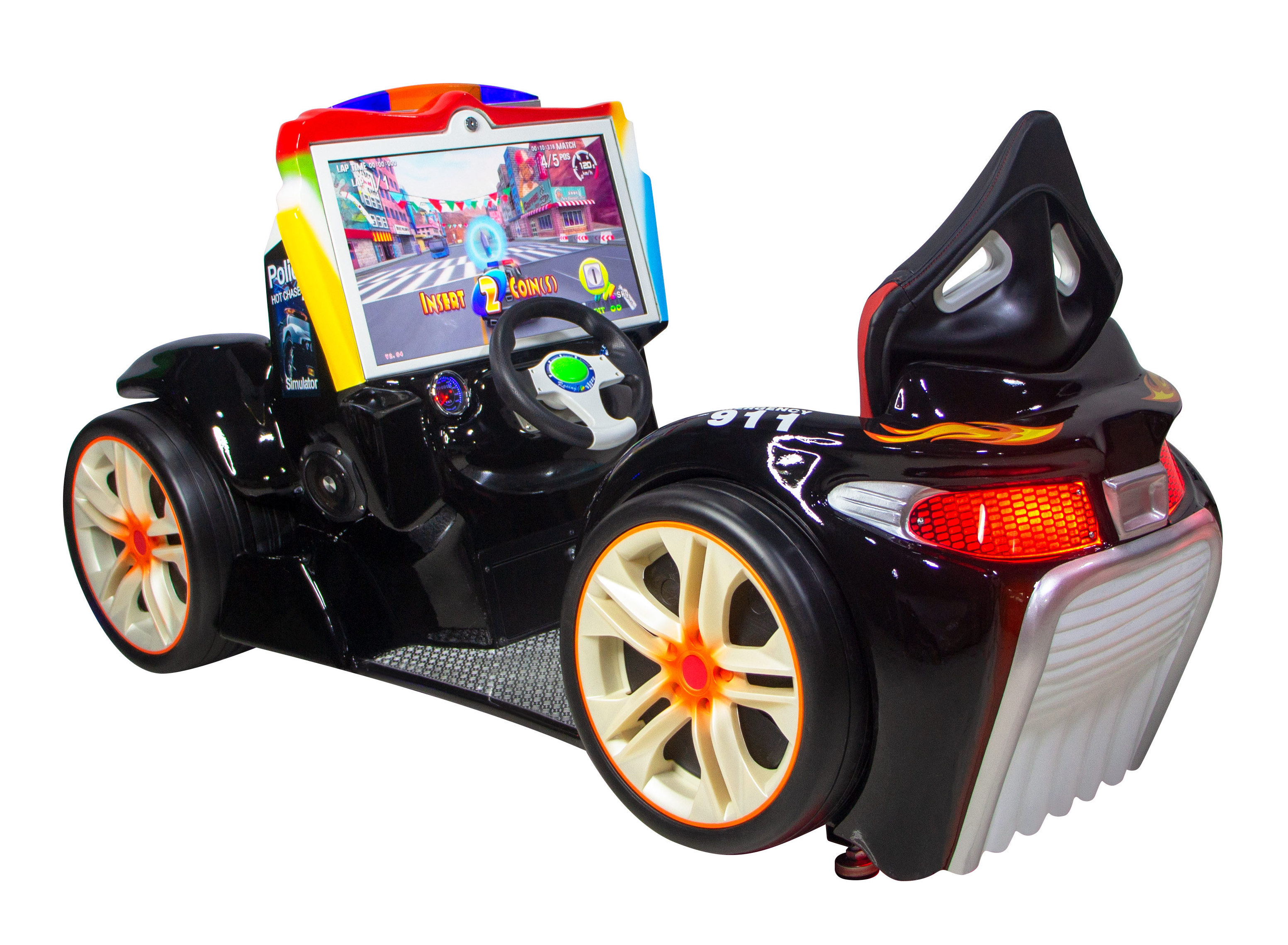 Eye-Catching Kids VR 3D Video Games Machine Coin-Operated Police Car Ride for Shopping Malls Amusement Parks Kiddie Rides