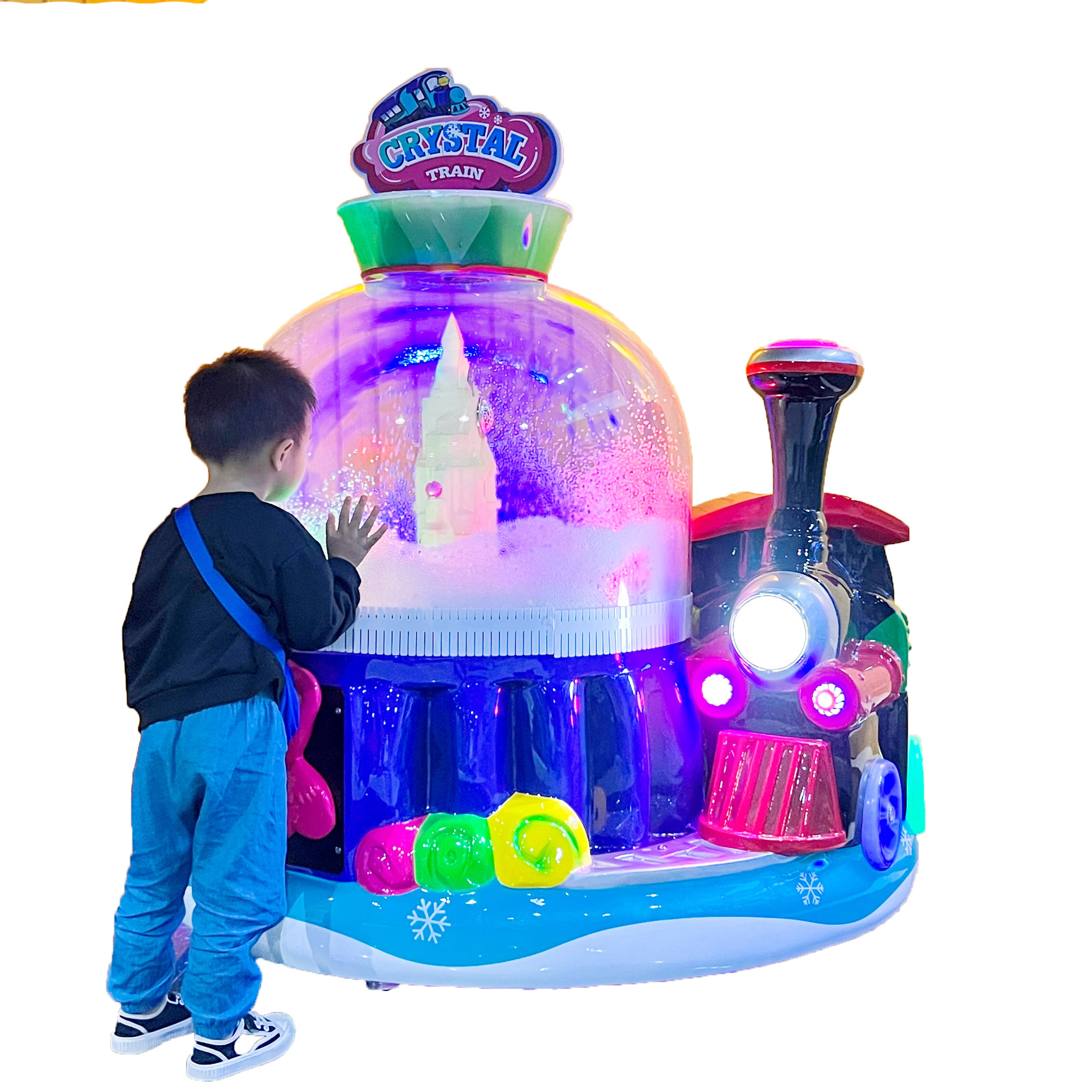 Crystal mini train amusement game kiddie Rides swing car Coin operated fiberglass machine game for sales indoor kids park