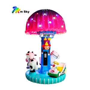 CE Mini Coin-Operated 3-Seater Kids Carousel Swing Touch Interactive Indoor Amusement Park Merry-Go Machine Fiberglass 220v