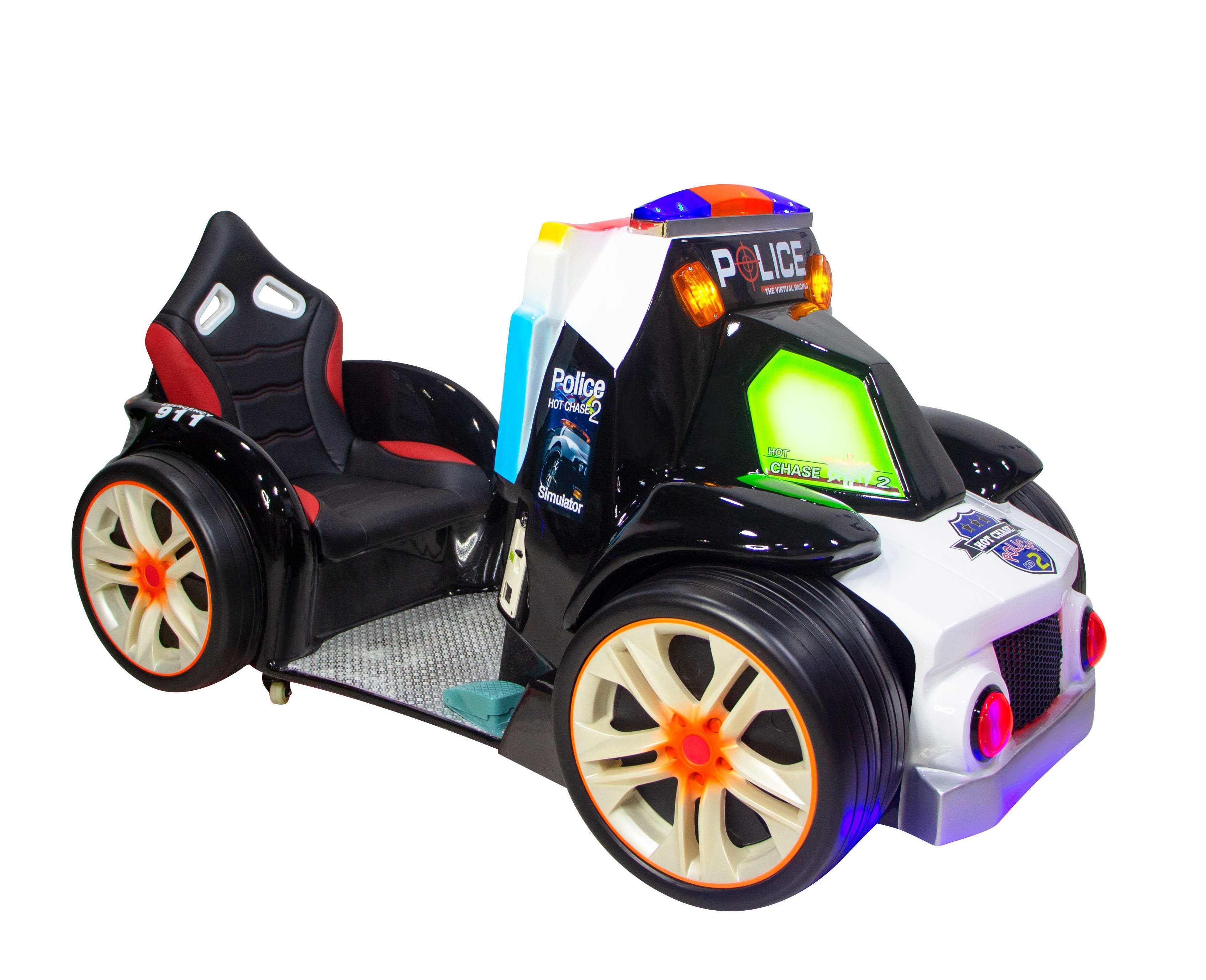 Eye-Catching Kids VR 3D Video Games Machine Coin-Operated Police Car Ride for Shopping Malls Amusement Parks Kiddie Rides