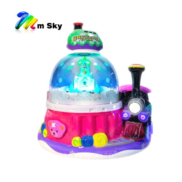 2024 Kids interactive Fiberglass Crystal train 2 seats rotation indoor kiddie Rides Coin operated Amusement park games machines