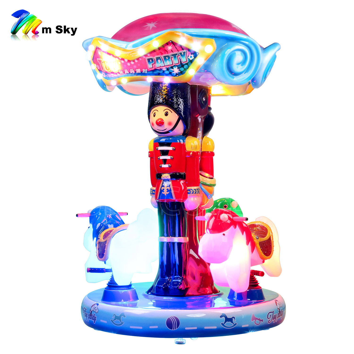 Frp Carousel Merry-go-round Amusement Kids Indoor Musical Playground Coin Kiddie Rides on for Sale Operated Fiberglass