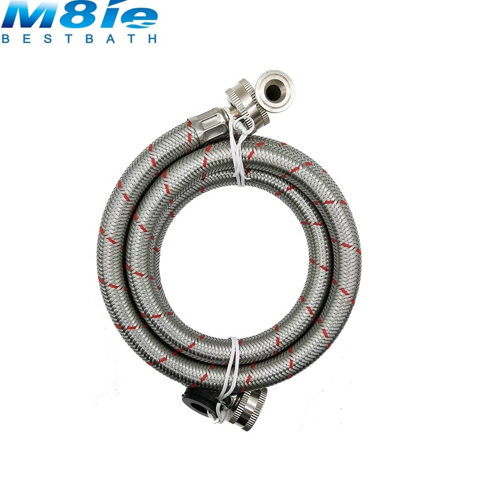 Red Blue Stripe lg washing machine flexible hose stainless steel braided hoses with 90 Elbow Nut