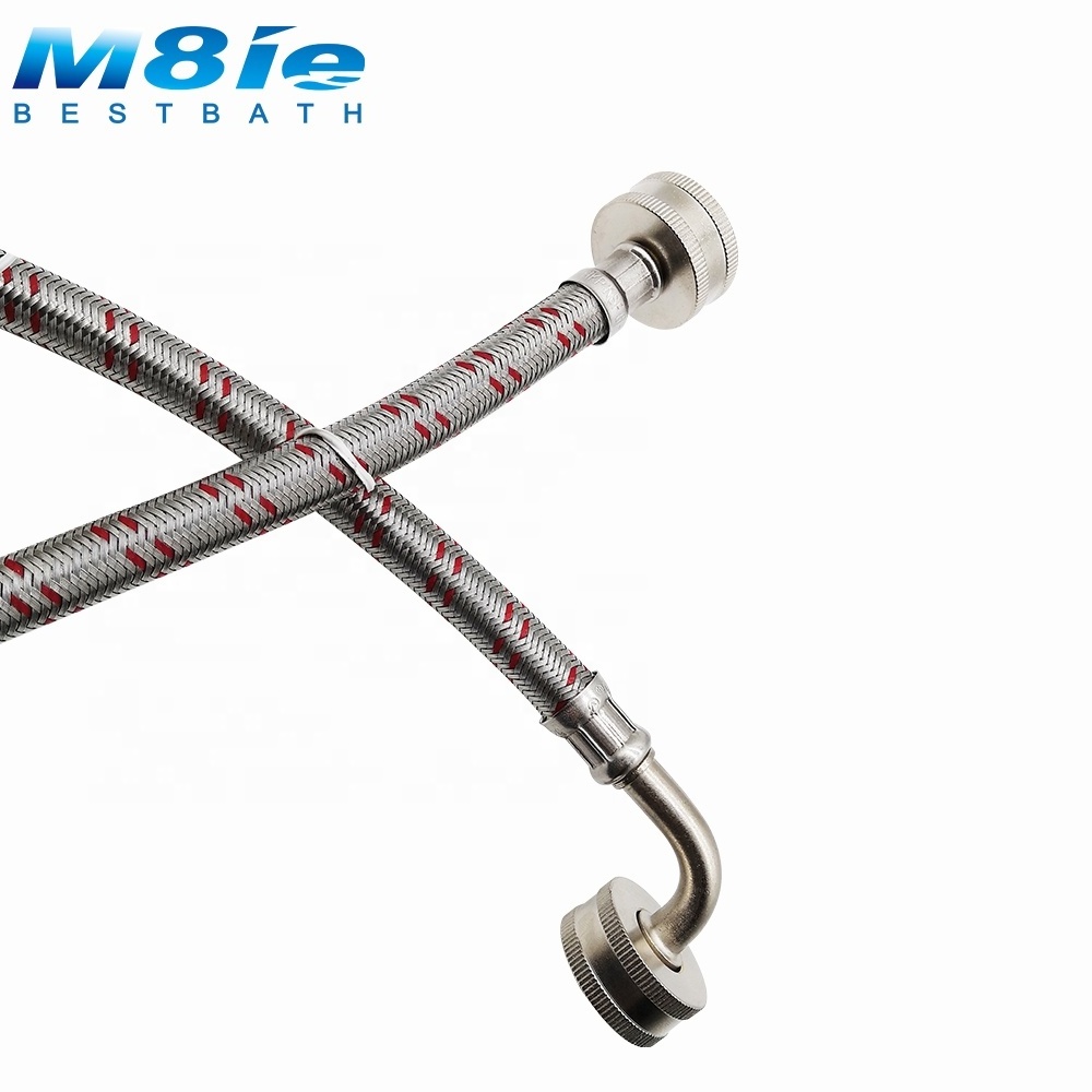 Red Blue Stripe lg washing machine flexible hose stainless steel braided hoses with 90 Elbow Nut