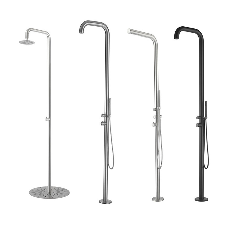 Stainless Steel Chrome Freestanding Beach Garden Swimming Pool Stand Outdoor Pool Column shower