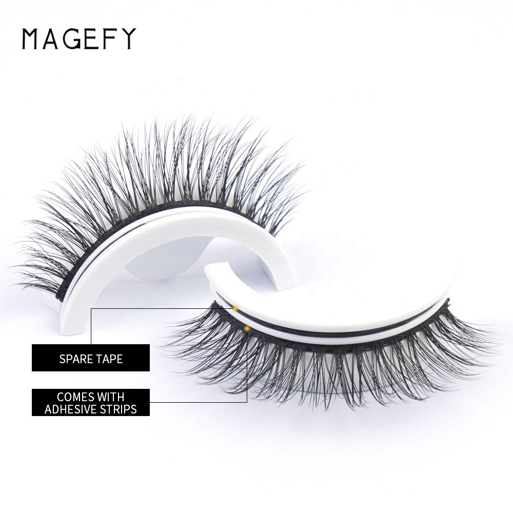 MAANGE single pair full strip eyelashes handmade silk cat eye lashes hot selling self adhesive lashes