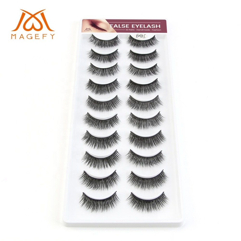 MAANGE wholesale 10 pairs handmade soft false eyelashes custom soft 3d mink lashes vendor full strip lashes full strip eyelashes