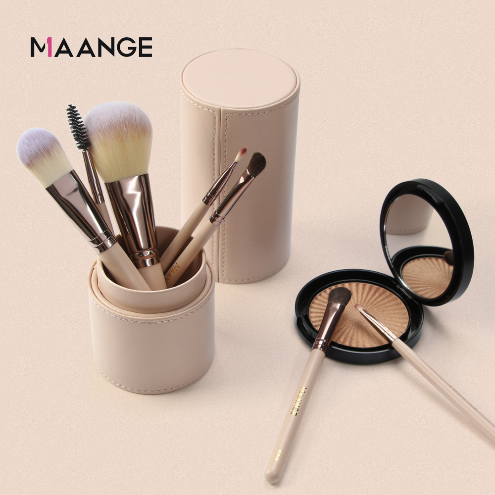 Maange 7pcs Facial Brush lip Shaving Brush Eyebrow Cosmetic Makeup Brush Set Kit With Case