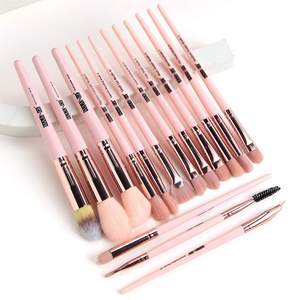 MAANGE 15PCS private label Champagne Black silver Pink gold plastic foundation powder short shader professional make up brush