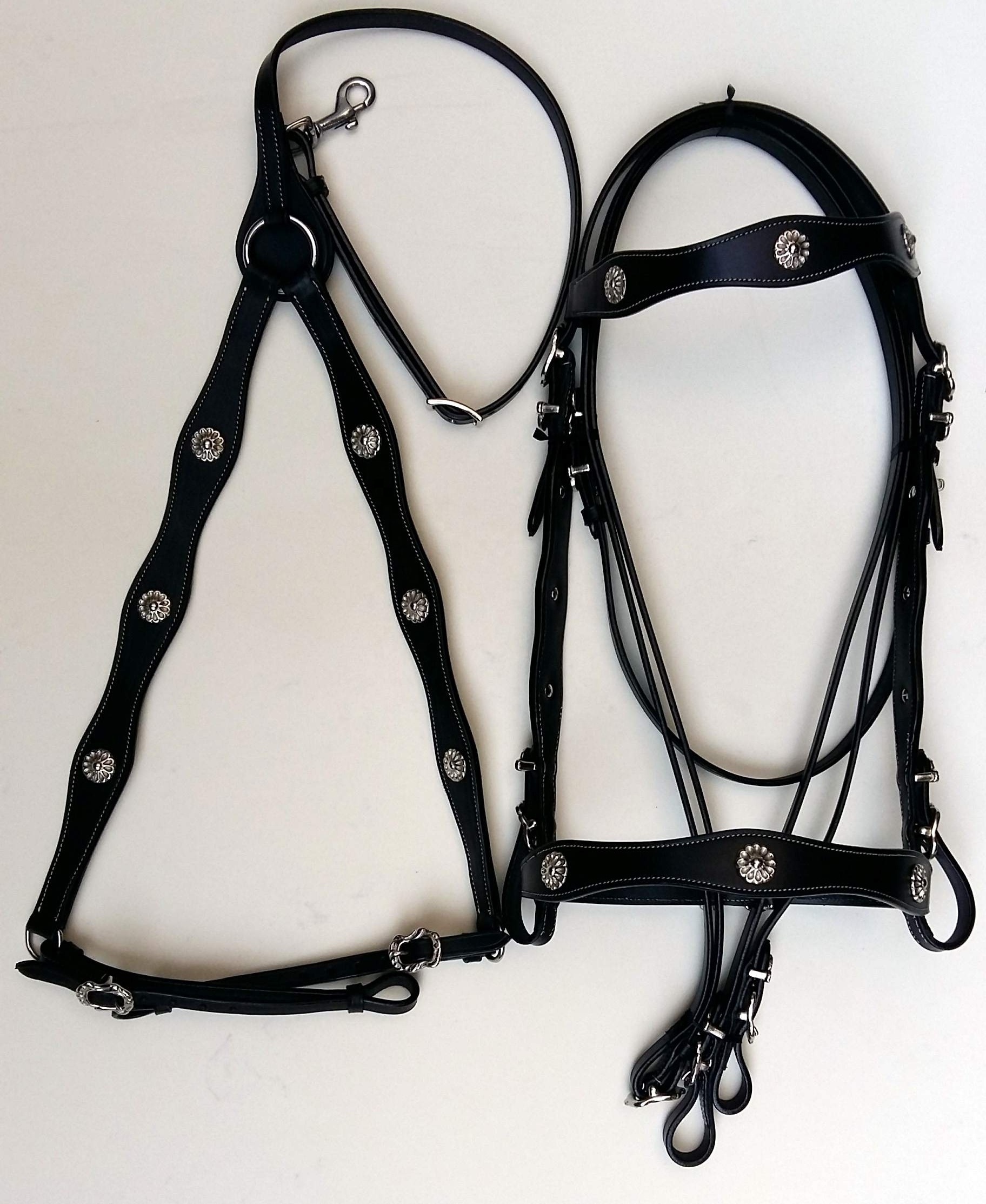 SMART SPANISH LEATHER  HORSE BRIDLE WITH MATCHING MARTINGALE INCLUDED LEATHER REINS/ TOP SELLING HORSE BRIDLE