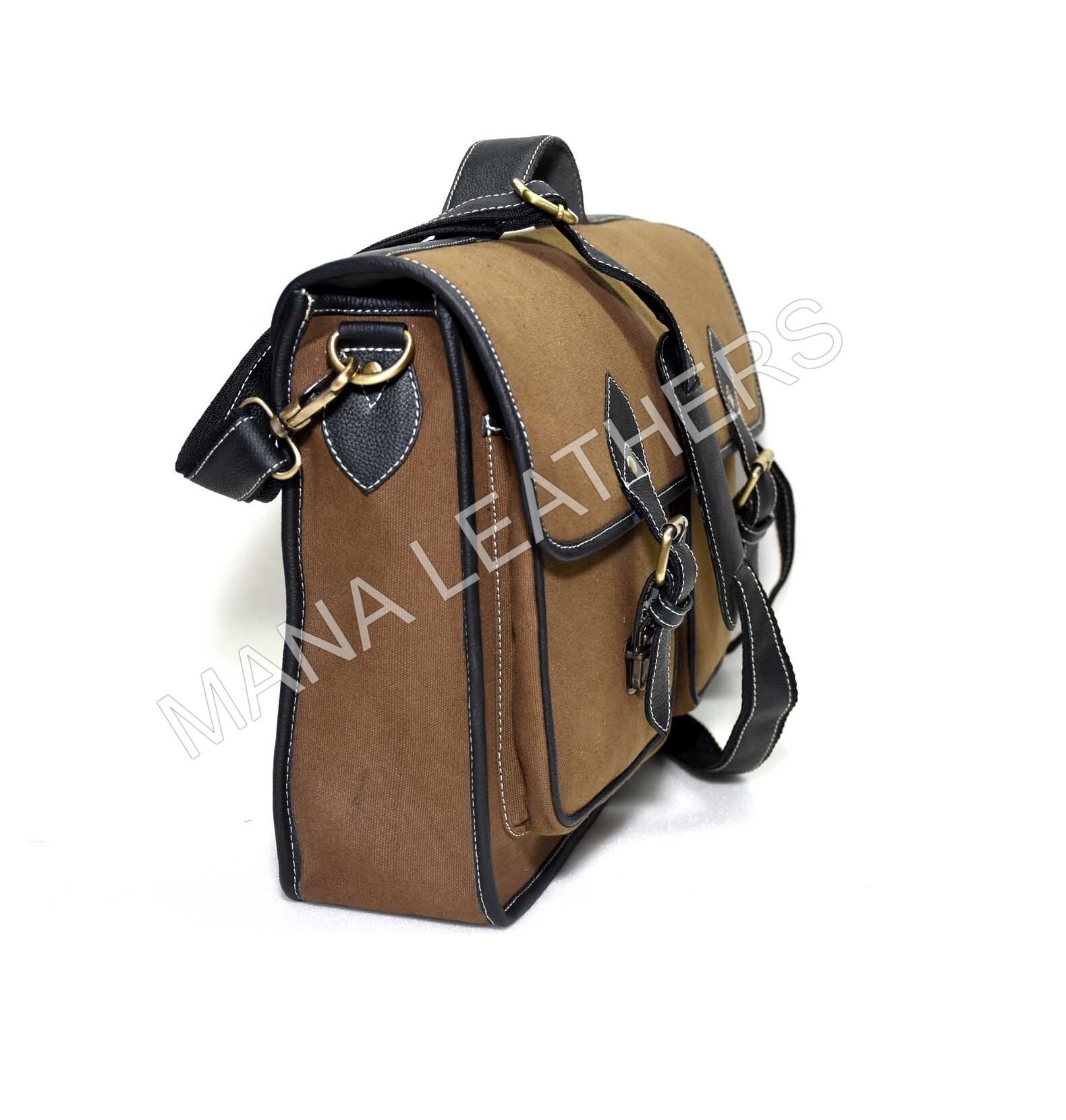 LIGHTWEIGHT PREMIUM QUALITY CANVAS MENS BAG WITH SHOULDER STRAPS BRASS HARDWARE/CUSTOM DESIGN CANVAS BAG