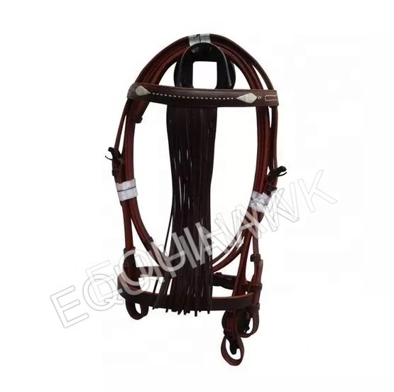 SMART SPANISH LEATHER HORSE BRIDLE WITH HORSE HAIR TUSSLE SPANISH BUCKLE, LEATHER HORSE BRIDLE/LEATHER BRIDLE