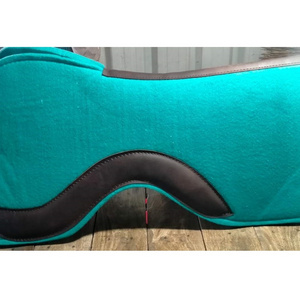 Smart Western Woolen felt Saddle Pad with Leather Patch Best Leather Wool Felt Western Contoured Wool Saddle Horse Pad