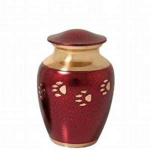 Custom Wholesale Pet Urns Red with Brass Cat Paw prints