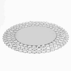 Round Under Plate Unique Design and Customized Luxury Crystal Beaded Salad Or Fruit Serving Charger Plates