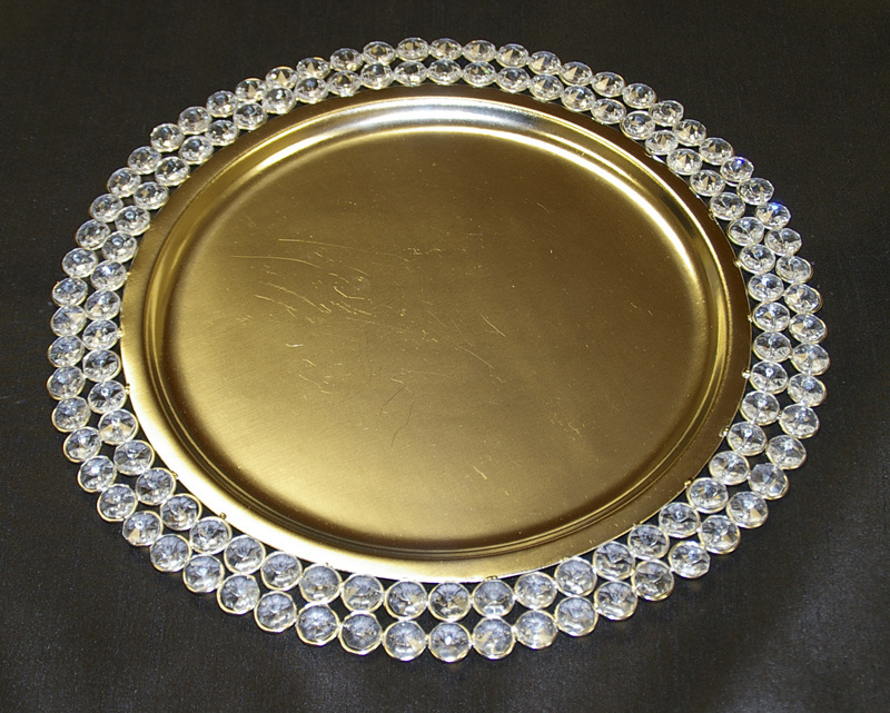 Round Under Plate Unique Design and Customized Luxury Crystal Beaded Salad Or Fruit Serving Charger Plates