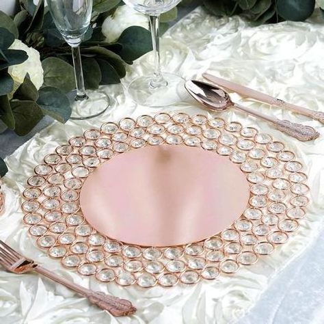 Round Under Plate Unique Design and Customized Luxury Crystal Beaded Salad Or Fruit Serving Charger Plates