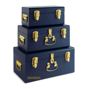 NewTrunk Box for Storage Decorative Storage Metal Trunk with Locks and Handles