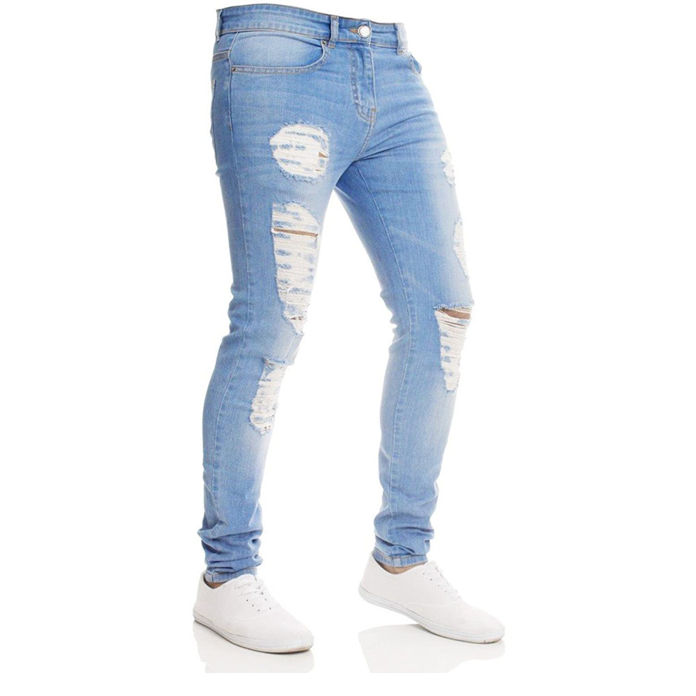 new design jeans pant 2023 Fashion Custom Stylish Knee Ripped Slim Fit Loose Stock Jeans Plus Sizes Denim Men Clothes Jeans Men