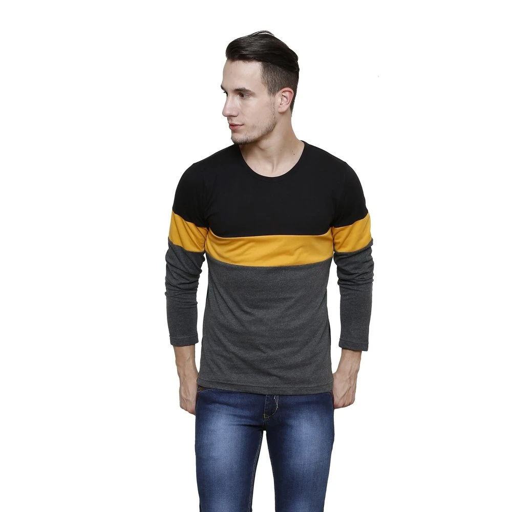 Wholesale all Size Mens Clothing 65% Cotton Polyester O-Neck Men Full Sleeve Multi color T Shirt high quality shirt for men