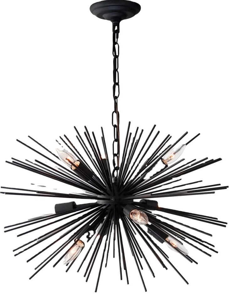 Black Branches metal  tube  Classic Candle Ceiling Pendant Light Fixture Wrought Iron Farmhouse Chandelier Kitchen Island