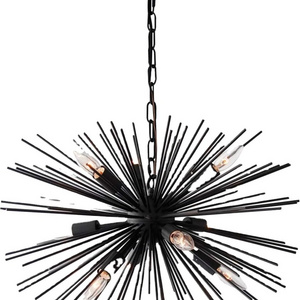 Black Branches metal  tube  Classic Candle Ceiling Pendant Light Fixture Wrought Iron Farmhouse Chandelier Kitchen Island