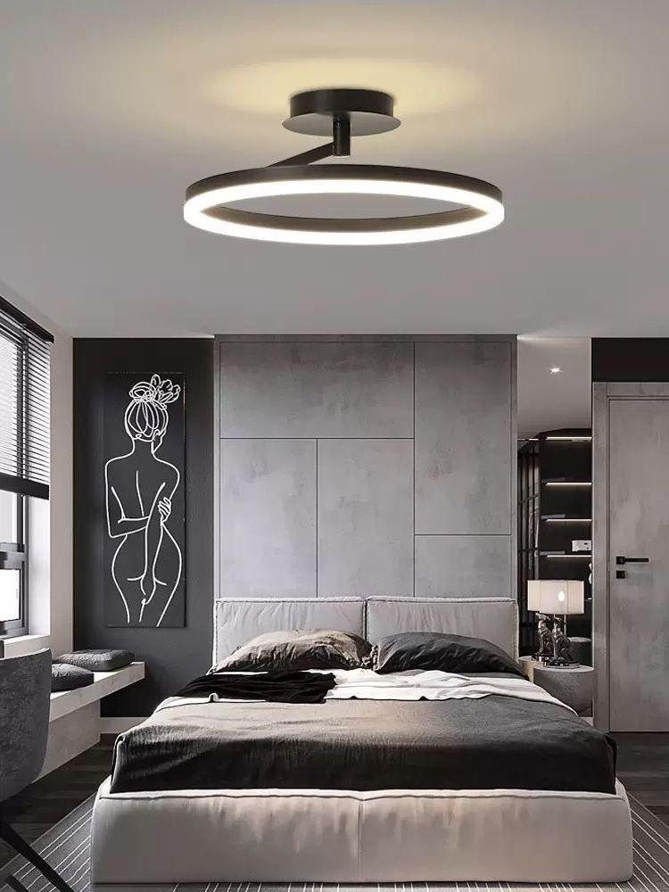 LED Ceiling Light Fixtures of 30W 3000K matte black Design Semi Flush Mount Ceiling Light for living room