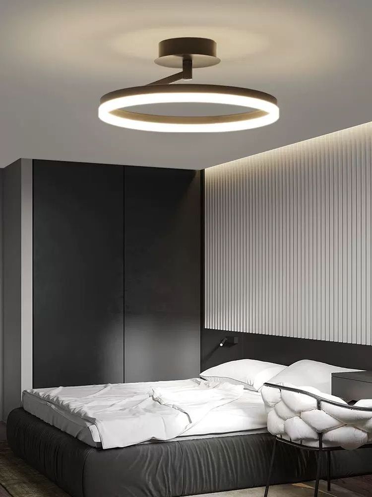 LED Ceiling Light Fixtures of 30W 3000K matte black Design Semi Flush Mount Ceiling Light for living room