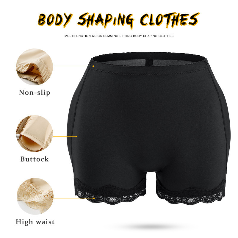 Hot Selling Women Fake Buttocks Plump Hips Large Size Body Shaping Panties Lace Fake Ass with Pad Boxer Shapewear Shorts