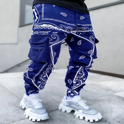 Wholesale casual long sport pants Paisley print mens pants Street slim running clothes bandana men's plus size pants trousers