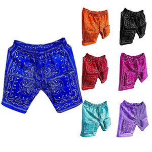 New Arrival Patchwork Bandana Men Cargo Pocket Jogger Sweat Shorts Pant Summer Men Paisley Hip Hop Shorts