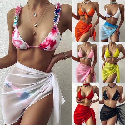 Women's Sarong Bikini Cover-Ups Skirts All-match See Through Beach Wrap Skirt Summer Solid Color Sarong Beachwear for Vacation