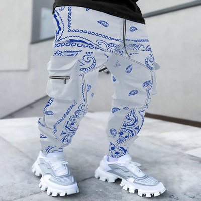 Wholesale casual long sport pants Paisley print mens pants Street slim running clothes bandana men's plus size pants trousers