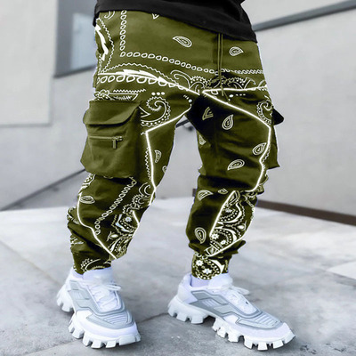 Wholesale casual long sport pants Paisley print mens pants Street slim running clothes bandana men's plus size pants trousers