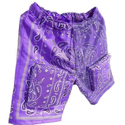 New Arrival Patchwork Bandana Men Cargo Pocket Jogger Sweat Shorts Pant Summer Men Paisley Hip Hop Shorts