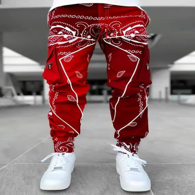 Wholesale casual long sport pants Paisley print mens pants Street slim running clothes bandana men's plus size pants trousers