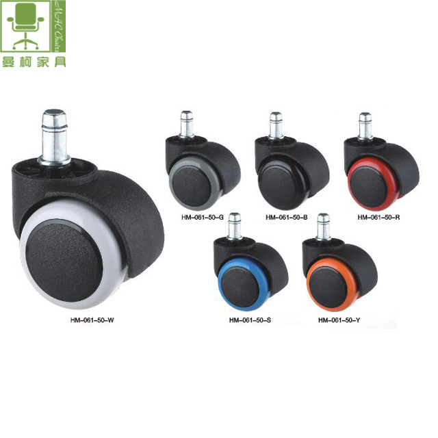 Furniture 50/60mm nylon rubber caster wheels with brake for office chair ruedas de repuesto de sillas de oficina