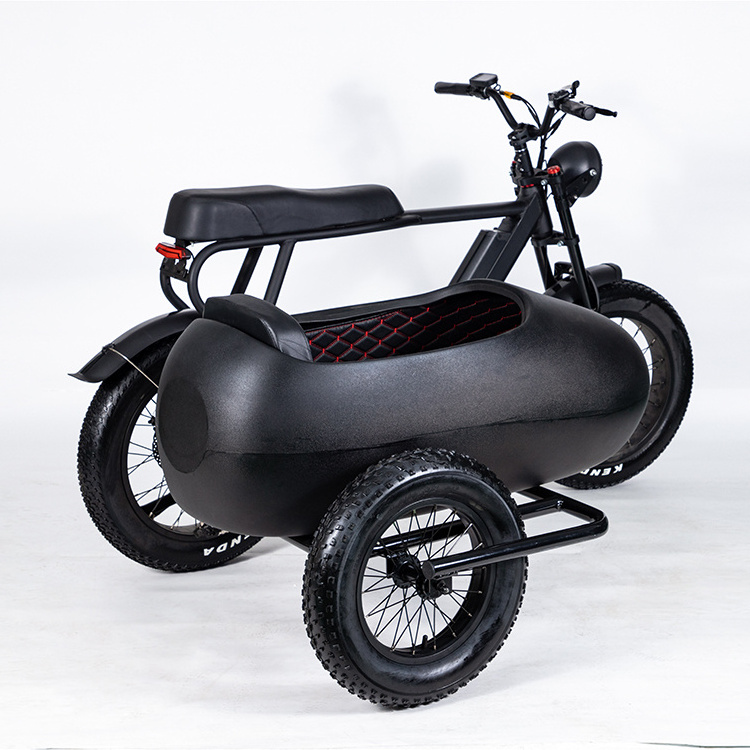 3 Wheel EBIKE 48V 500W Brushless Moto Fat Tire  Electric Tricycle Bicycle With Sidecar