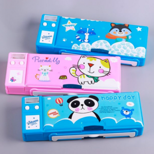 Custom Design Hard Pencil Case Big Capacity Embossed Pen Box pouch with button lock pencil case