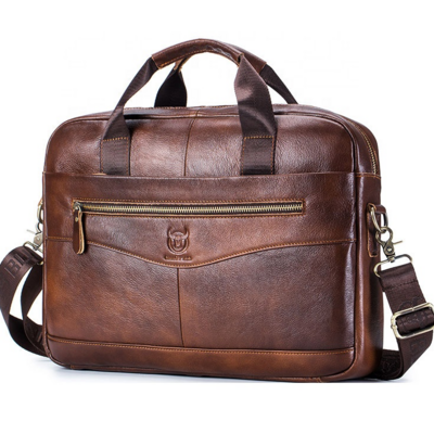 Fireproof Adjustable BULL CAPTAIN Men's Leather Briefcase Laptop Bag Shoulder Bag Men's Handbag