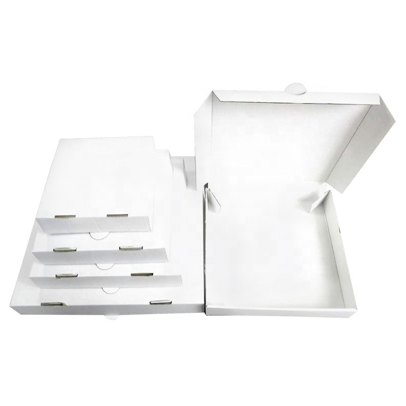 White Colors Paper Burger Pizza Boxes Wholesale Custom Printed Takeaway to Go 4 6 8 10 12 16 Inch 27 32 Cm Pizza Box