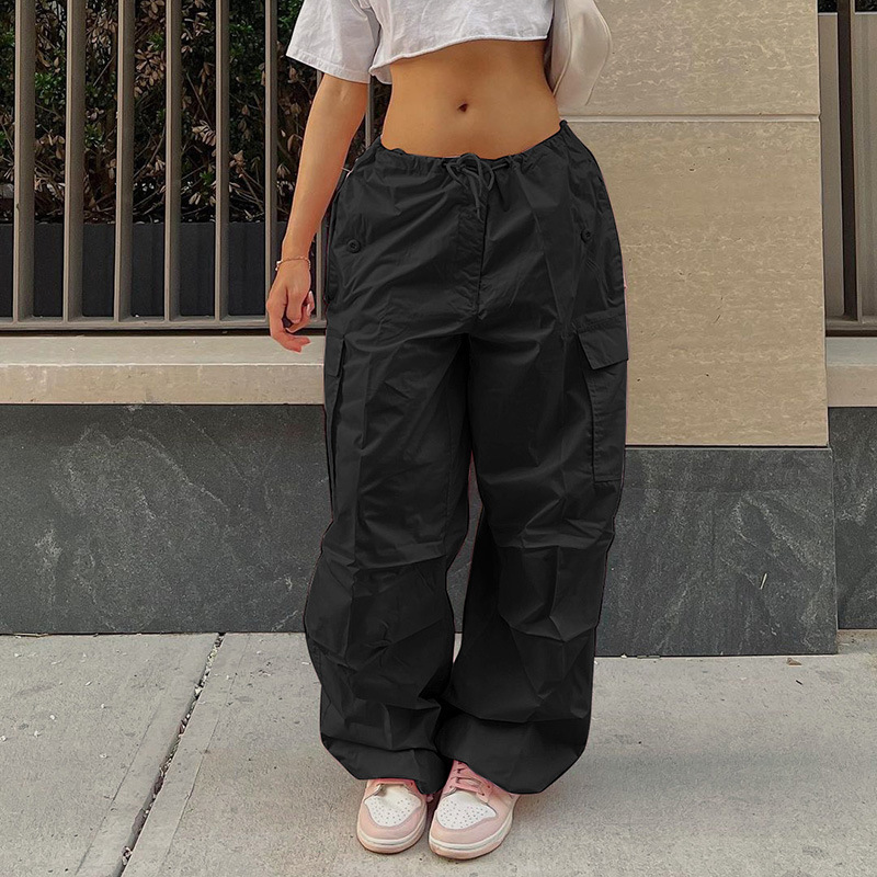 King Mcgreen Star Parachute Pants Women Streetwear Sweatpants Fashion Overalls Baggy Pants Drawstring Low Waist Trouser