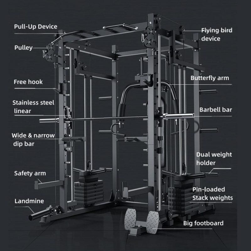 Commercial gym equipment  power cage heave duty dual cable crossover squat rack multifunction  home smith machine