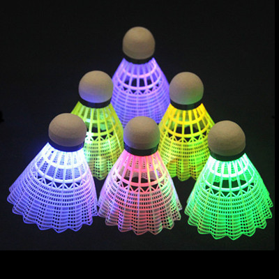 6Pcs Pack Dark Night Led Glowing Light Up Nylon Badminton Birdies Shuttlecocks Cheap For Indoor And Outdoor Badminton Fun