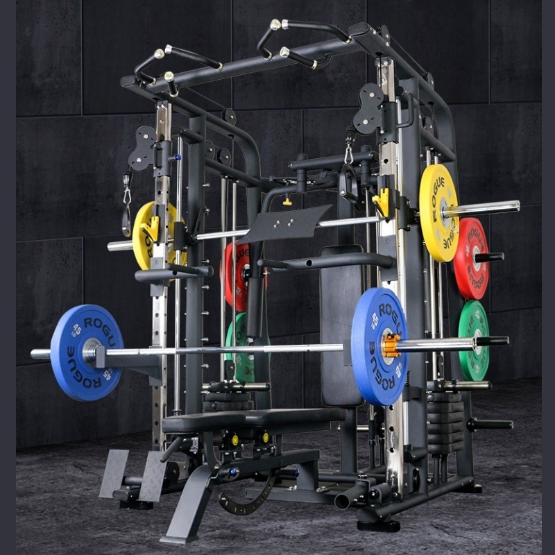 Home smith machine gym equipment  fitness workout equipment gym squat rack multifunctional bench press cable pulley power cage